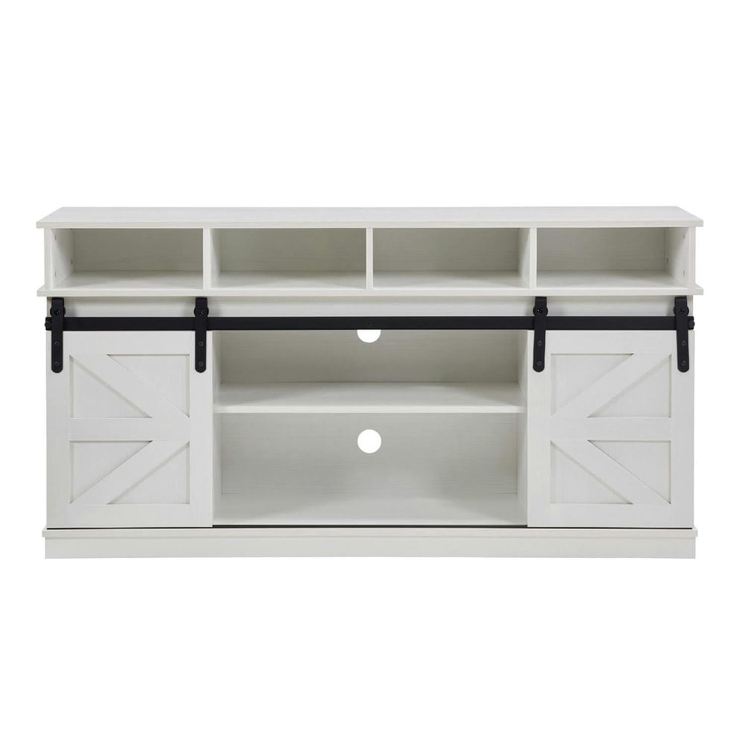 Demi Bonn Modern TV Stand with Sliding Barn Door, Farmhouse Wood Entertainment Center, Storage Cabinet Table Living Room with Adjustable Shelves for TVs Up to 65", White