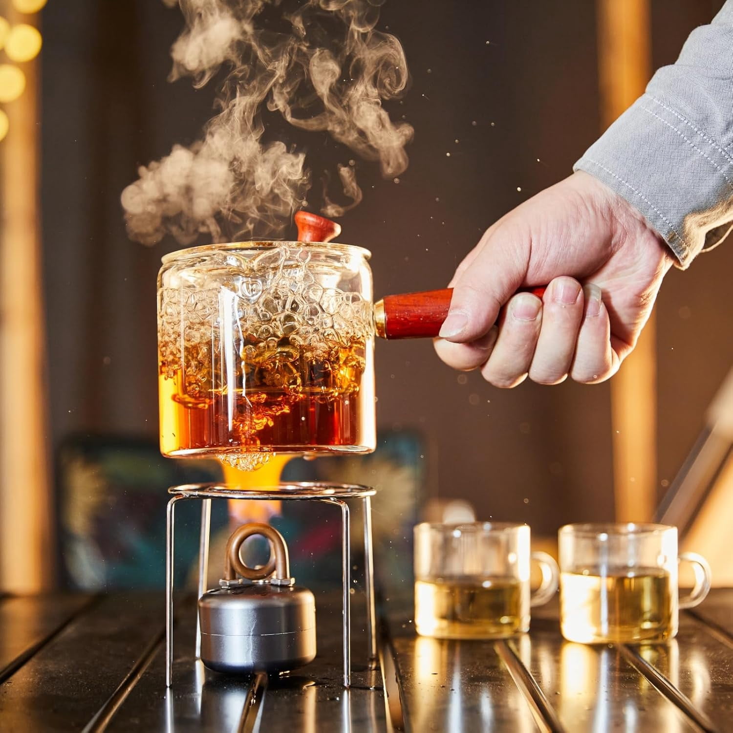 Mini Alcohol Camping Stove – Lightweight Brass & Aluminum Spirit Burner with Stand | Faster Heating – Perfect for Backpacking, Hiking & Brewing Piping Hot Tea/Coffee
