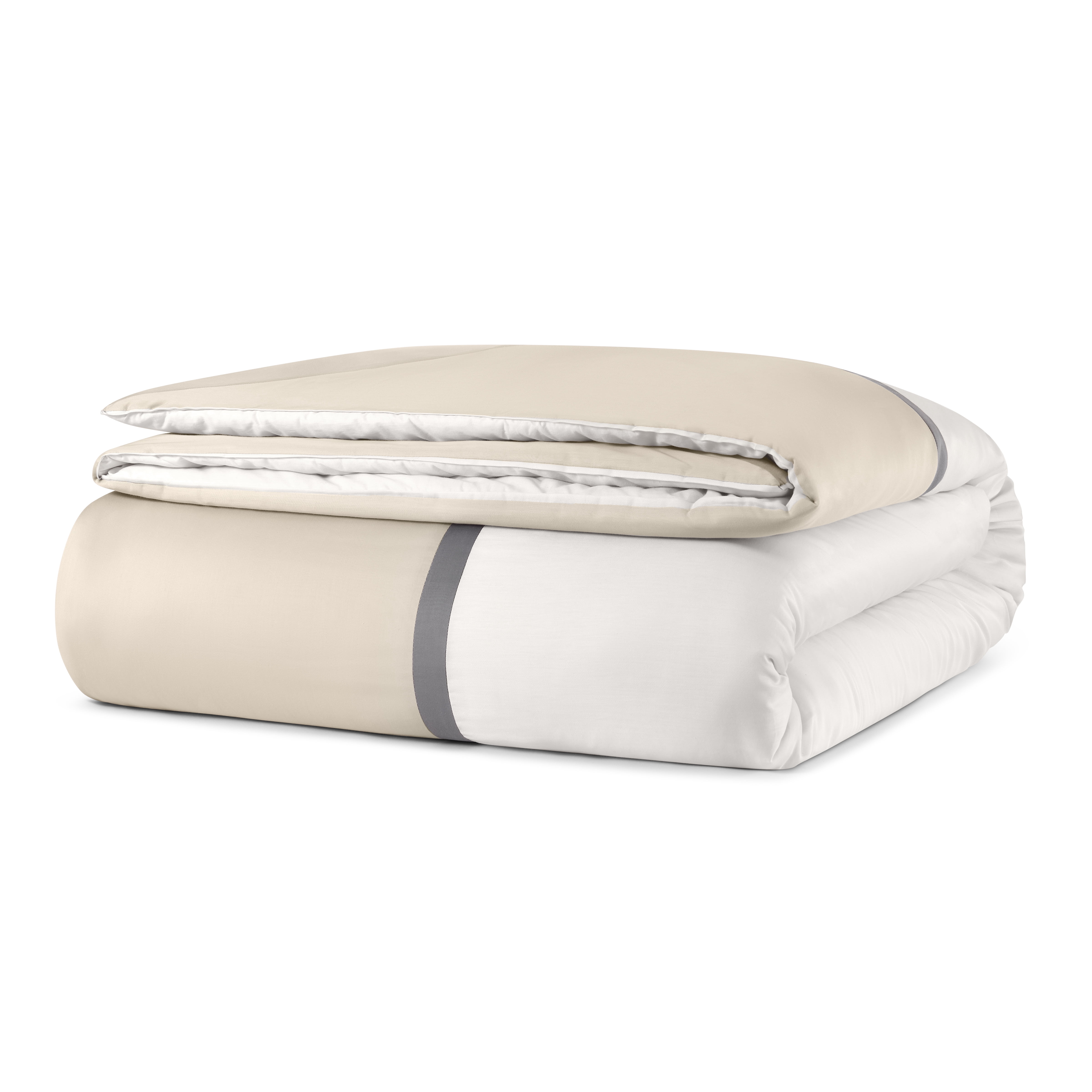 Wamsutta 1846 Cotton Tencel 3-Piece Oatmeal Henley Border Comforter Set, Full/Queen