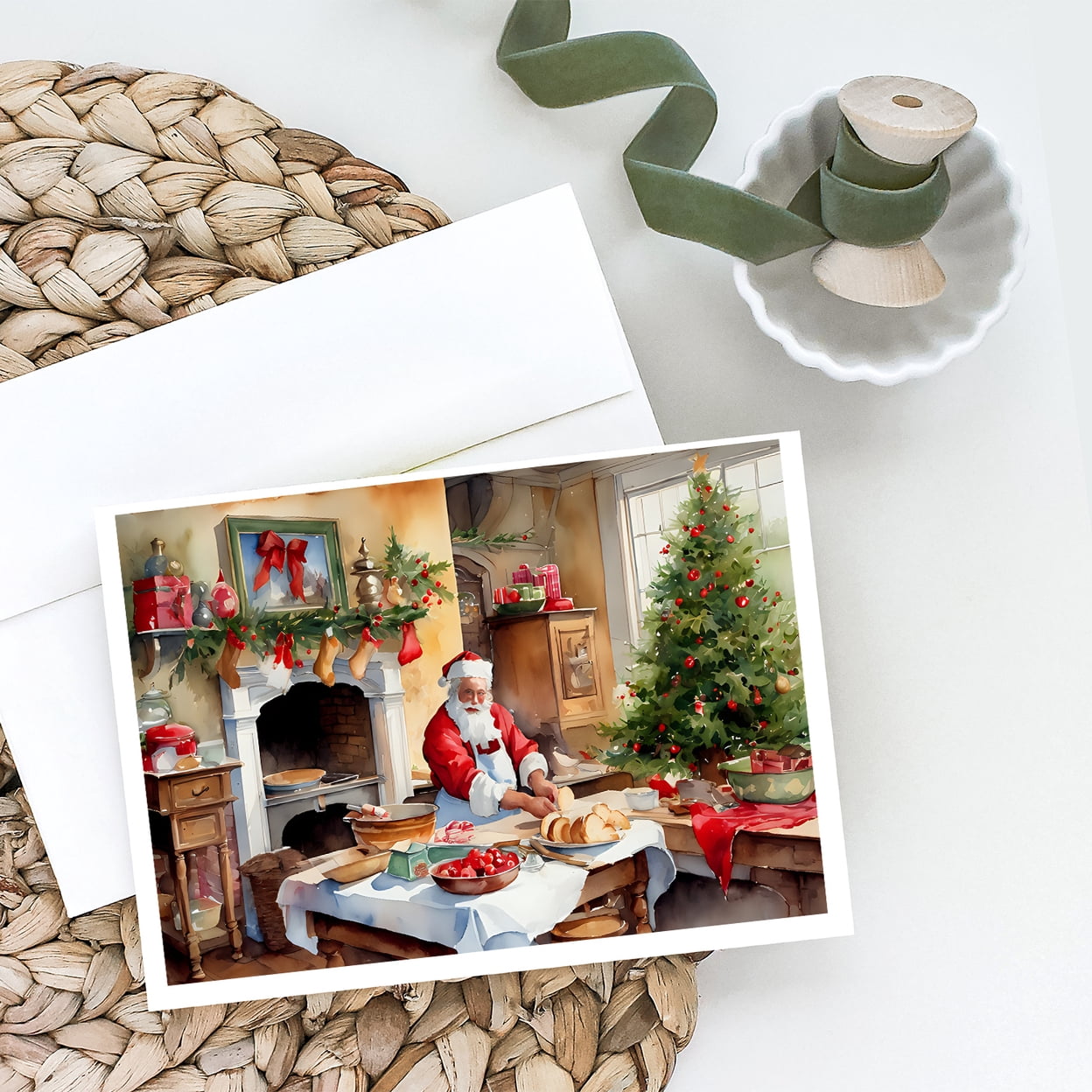 Cookies with Santa Claus Greeting Cards Pack of 8 7 in x 5 in