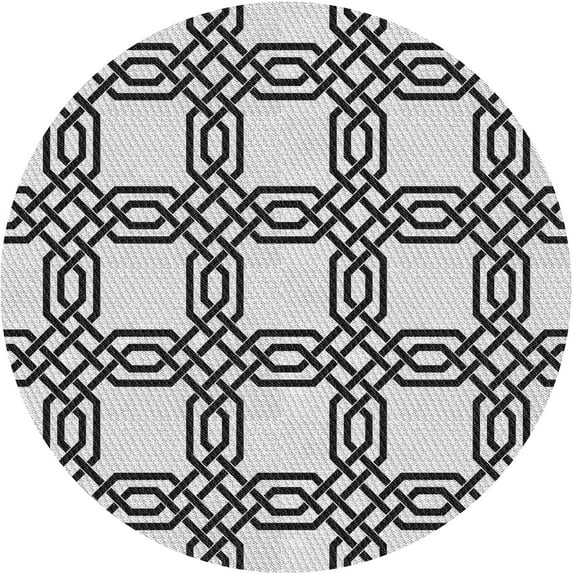 Ahgly Company Machine Washable Indoor Round Transitional Platinum Gray Area Rugs, 7' Round