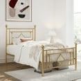 thumbnail image 2 of Allewie Twin Size Metal Platform Bed Frame with Victorian Vintage Headboard and Footboard, Gold, 2 of 10