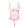 thumbnail image 2 of VISgogo Lencería de encaje sexy para mujer, mono transparente floral ahuecado, mameluco para dormir con cuello en V profundo VISgogo moda, 2 of 7