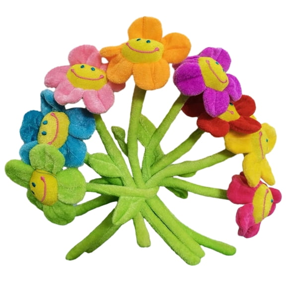 Enqiretly 8x Flexible Plush Flower Bendable Stems Curtain Buckle Cute Artificial Plush Sun Flower Curtain Buckles Multifunctional As Shown 1Set