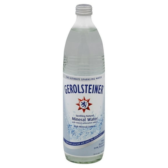 (Pack of 3) Gerolsteiner Sparkling Mineral Water Glass, 750ml. Includes Our Exclusive HolanDeli Chocolate Mints.