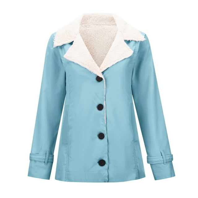 Women'S Rain Jacket,Long Sleeve Plus Warm Solid Color Padded Jacket Woman