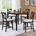 thumbnail image 3 of HSUNNS 5-Piece Counter Height Dining Table Set for 4, 34.5" Square Kitchen Table with 4 Upholstered X-Shaped Backrest Chair, Space-Saving Table and Chairs, Black & Oak, 3 of 9