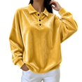 thumbnail image 2 of Women Winter Warm Velvet Tops Soft Long Sleeve Polo Neck Casual Fashion Oversized Blouses Yellow S, 2 of 7