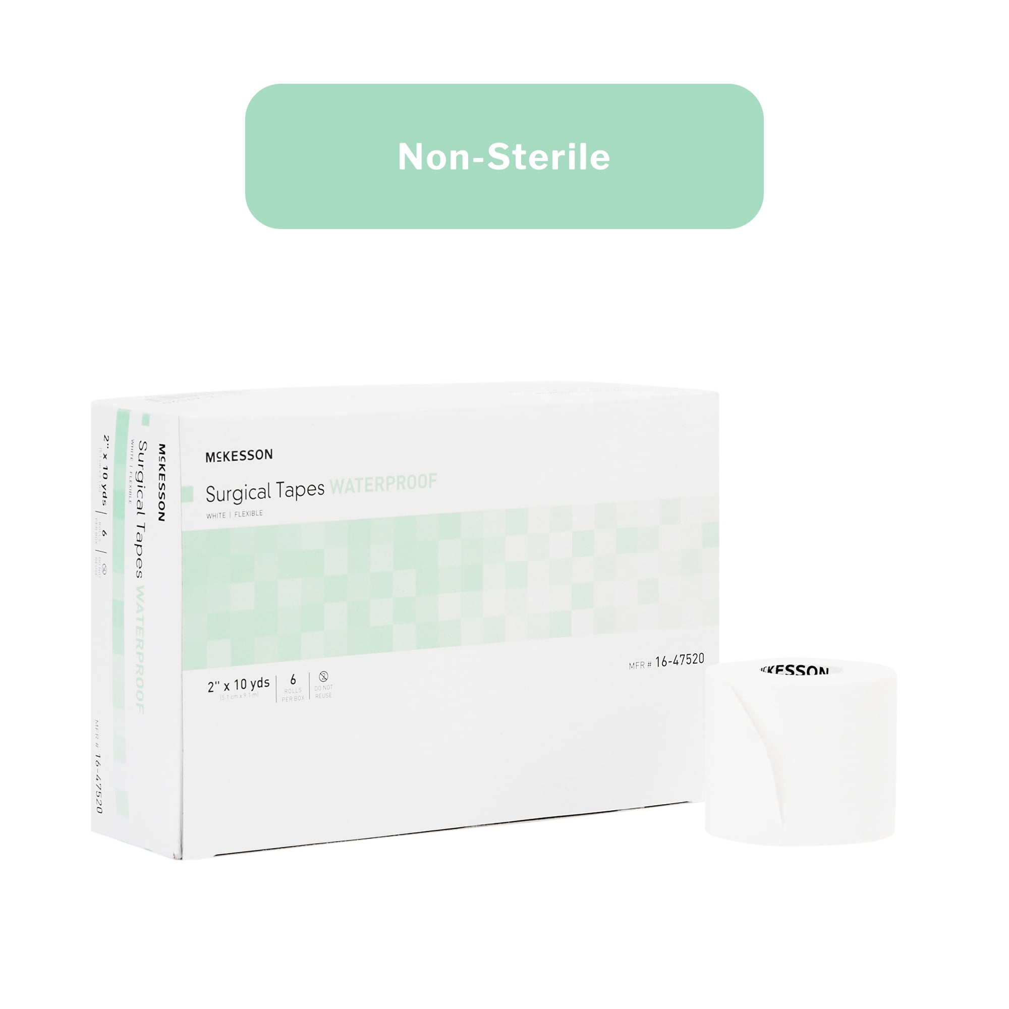 McKesson Surgical Tapes, Non-Sterile, Waterproof, Flexible, 2 in x 10 yd, 6 Rolls, 12 Packs, 72 Total