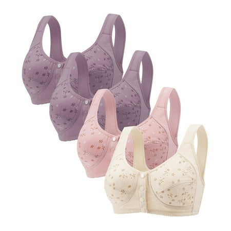 Mrasaso Summer Savings! Built in Bra Tank Tops for Women Women Polyester Bra Women s Comfortable Hollow-Out Perspective Bra Wireless No Rims Underwear for Everyday Wear(4pc Bra) Purple|M38/85