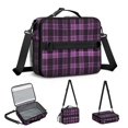 thumbnail image 4 of Purple and Black Checkered Pattern Insulated Lunch Bag with Shoulder Strap and Bottle Holder,Bento School Lunch Bag Box,11x9.5x3.5 Inches, 4 of 4