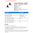 thumbnail image 2 of Front Lower Ball Joint Set - Compatible with 2007 - 2013 Chevy Avalanche 2008 2009 2010 2011 2012, 2 of 2