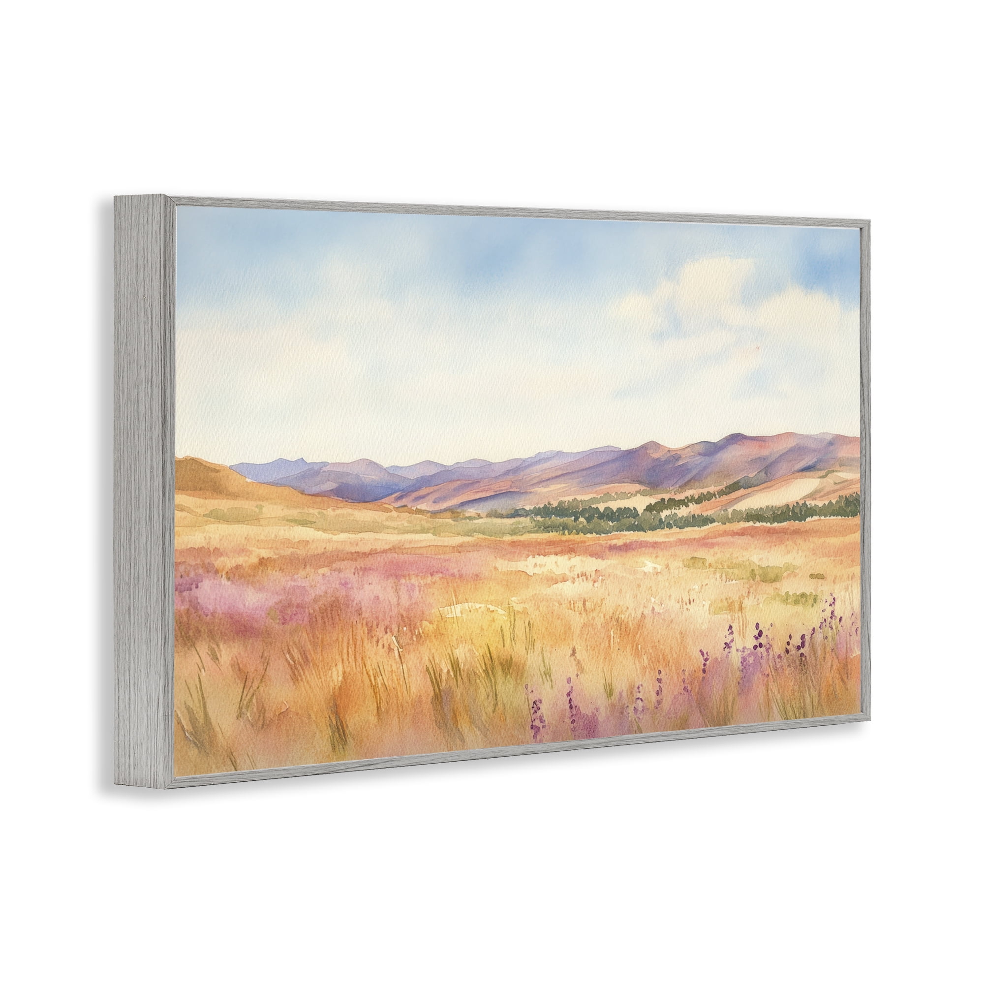 Stupell Industries Pastel Valley Panorama Gray Framed Giclee Art, design by Petal Prints Design
