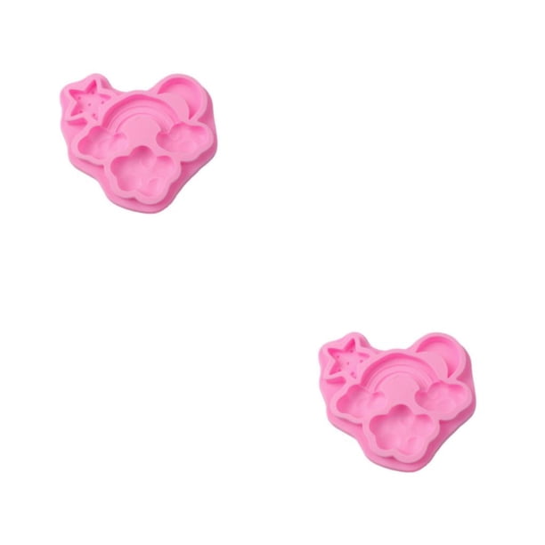 Injueey Molde de silicona para Fondant con forma de arcoíris de 4 rejillas, reemplazo portátil, molde antiadherente DIY para Chocolate Rosa 2piezas