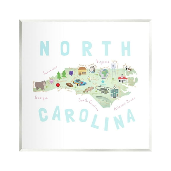 Stupell Industries North Carolina Tourist Diagram Travel & Places Painting Unframed Art Print Wall Art