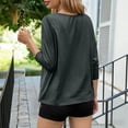 thumbnail image 5 of Pxxlle 3/4 Length Sleeve Tops Women Summer Casual V Neck T Shirts Solid Color Classic Tees with Pocket Dark Gray XL, 5 of 7