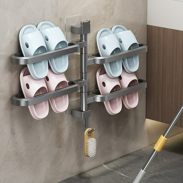 TIMIFIS Hooks for Hanging Swivel Towel Rack Bathroom No Hole Towel Bar Integral Hook Pole Bathroom Shelf Storage Shelf Storage Rack