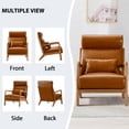 thumbnail image 2 of Bonzy Home Accent Chair with Waist Cushion Mid Century Modern Chair with Wood Frame, PU Leather Upholstered Reading Armchair for Bedroom Living Room Office, Camel, Set of 2, 2 of 5