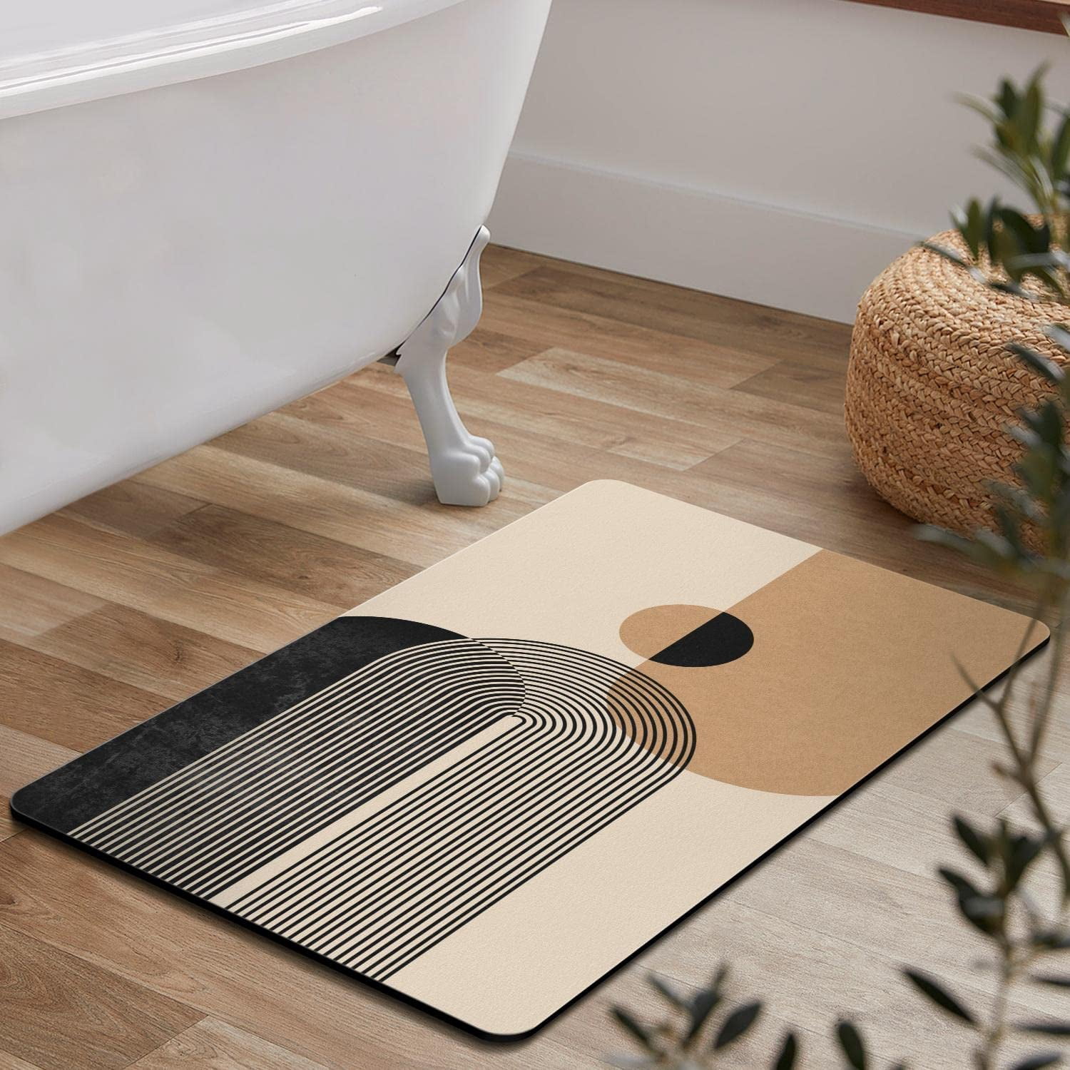 Nutksea Boho Bathroom Rugs Cute Bath Mat Non-Slip Modern Abstract Minimalism Boho Bathroom Mat Soft Machine Washable Boho Floor Mats 27"x17"