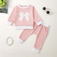 thumbnail image 2 of Edvintorg 3-24 Months Newborn Clothes Cute Bow Printed Round Neck Long Sleeve Sweatshirt and Sweatpants Suit for Baby Boys Girls Winter Baby Outfits, 2 of 4