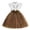 Brown, variant on Dress Girls Embroidered Stand Collar Princess Dress with Bubble Flying Sleeves Sequin Patchwork Mesh Skirt and Satin Bow Belt Knee Length Party Holiday Dress for Girls 3-10 Years