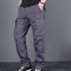 thumbnail image 4 of Pantalones largos para hombre con cierre de velcro, cintura elástica, cordones, múltiples bolsillos, tirantes en las piernas, pantalones deportivos de licra., 4 of 7