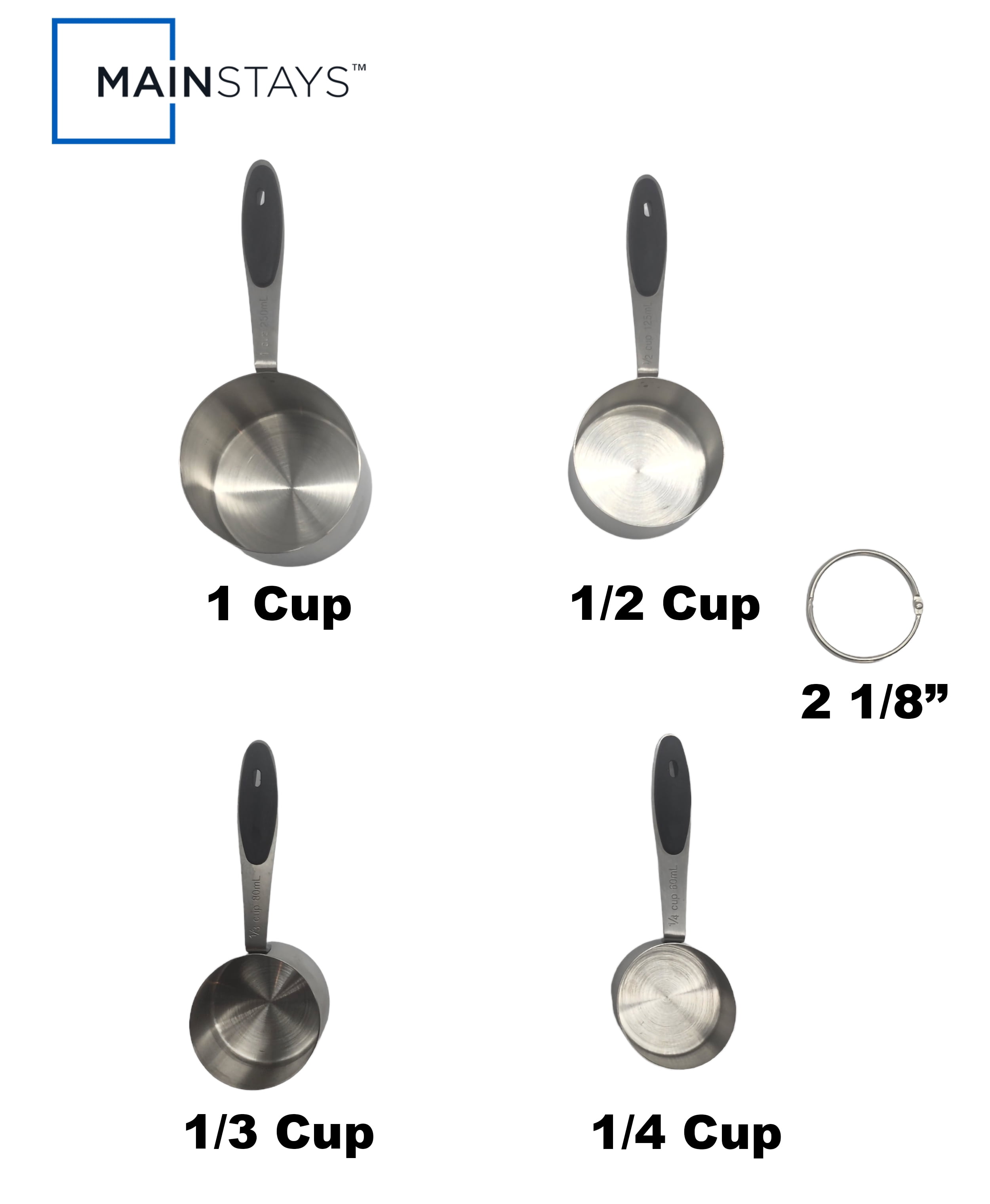 Stainless Steel Dry Measuring Cup Set, 4 Piece - SANE - Sewing and  Housewares