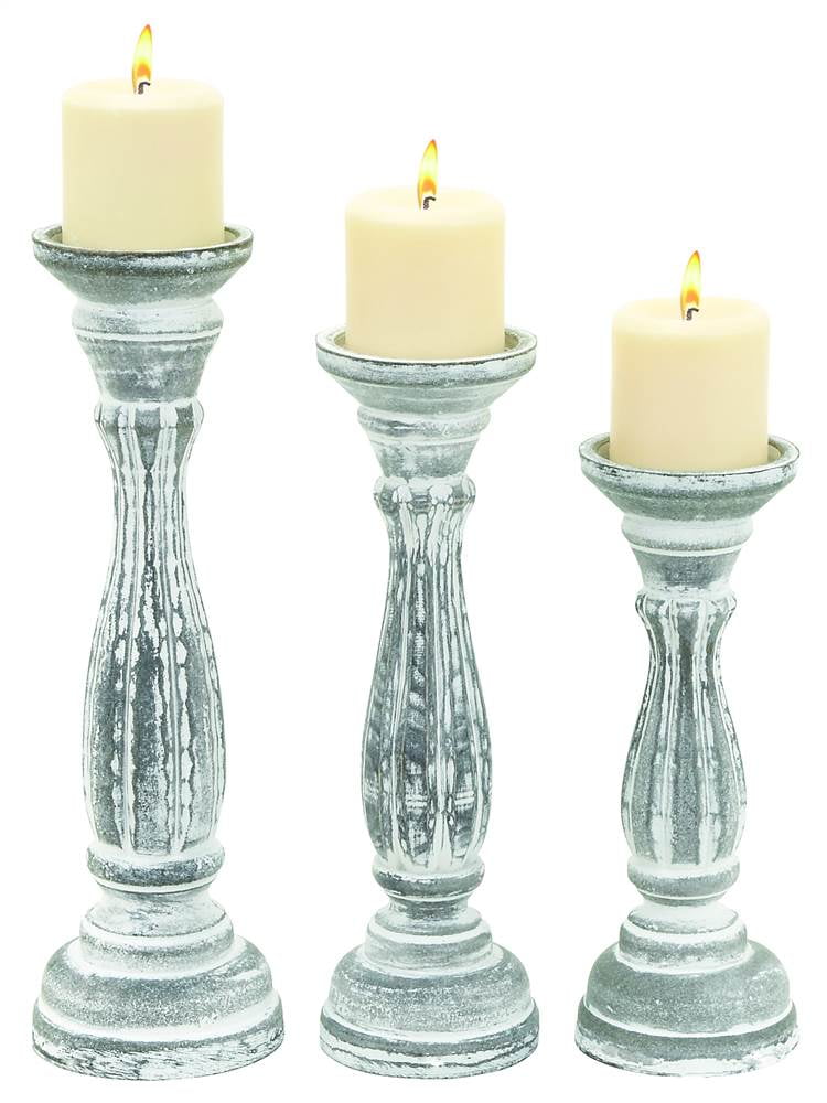 3Pc Pillar Shaped Candle Holder Set