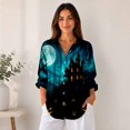 thumbnail image 5 of Nyfairy Plus Size Women's Halloween Print Long Sleeve Button Down Casual Shirt, 5 of 5