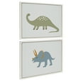 thumbnail image 2 of Kate and Laurel Sylvie 1013 Brontosaurus and 1013 Triceratops Framed Canvas Wall Art Set by Teju Reval of SnazzyHues, 2 Piece 18x24 White, Fun Dinosaur Animal Art for Wall, 2 of 6