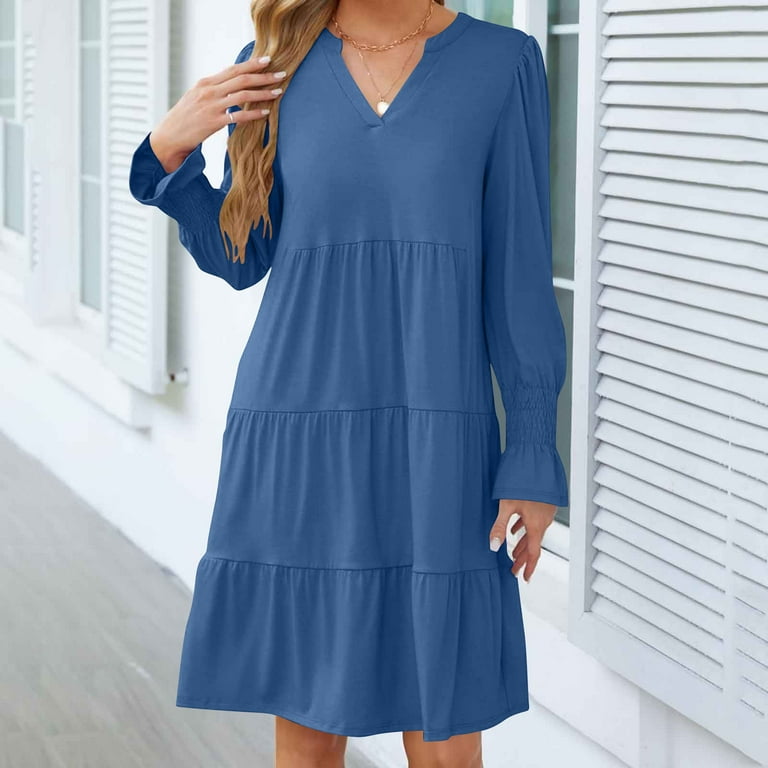 Womens Maxi Dress Women's Summer Comfort Fashion Fold Solid Color Long Sleeve Round-Neck Dress Cowl Neck Dress for Women S-148 Navy M - Walmart.com Womens Maxi Dress Women's Summer Comfort Fashion Fold Solid Color Long Sleeve Round-Neck Dress Cowl Neck Dress for Women S-148 Navy M - Walmart.com