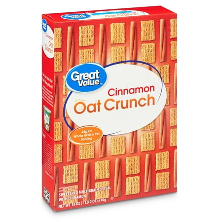 (3 Pack) Great Value Cinnamon Oat Crunch Whole Grain Oat Cereal, 18