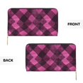 thumbnail image 4 of Leather Wallet 8 X 4.3 In Comfortable Light Waterproof And Durable Zipper Design Easy To Carry Argyle Plaid Magenta_2, 4 of 8