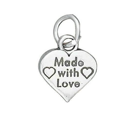 Sterling Silver 24" .8mm Box Chain "Made Love" Word Message Heart Pendant Necklace