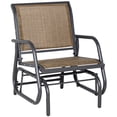 thumbnail image 2 of Outsunny Outdoor Glider Chair, Swing Chair with Breathable Mesh Fabric, Curved Armrests and Steel Frame for Porch, Garden, Poolside, Balcony, Brown, 2 of 9