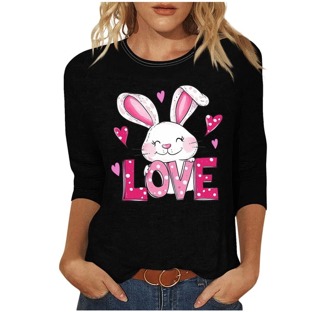 Camisetas Casuales de las Mujeres Impresas 3/4 Manga Cuello Redondo Blusa, Moda Ligera Superior para el Hogar Y el Uso Diario, Cómoda Imitación de la Tela Del Estante