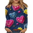 thumbnail image 6 of Uootdi Valentine's Day Sweatshirt for Women Cute Love Heart Graphic Crewneck Long Sleeve Pullover Colorful Holiday Romantic Tee Tops Gift, 6 of 7