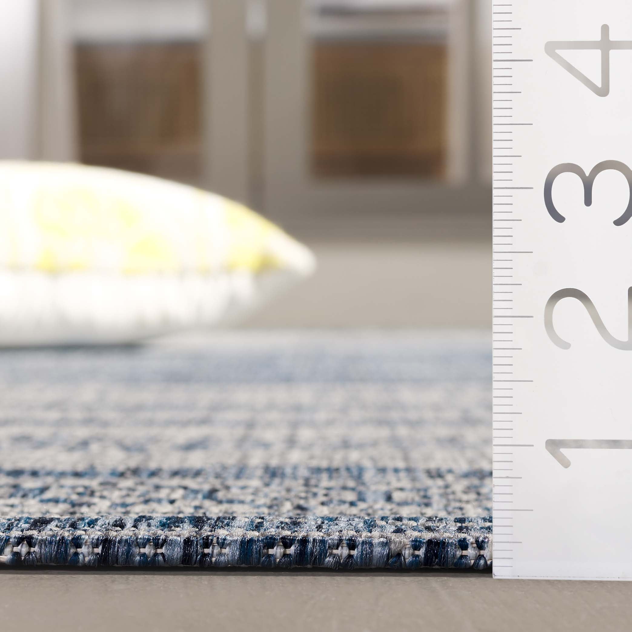 SAFAVIEH Courtyard Galen Striped Indoor/Outdoor Area Rug, Navy/Grey, 8' x 11'