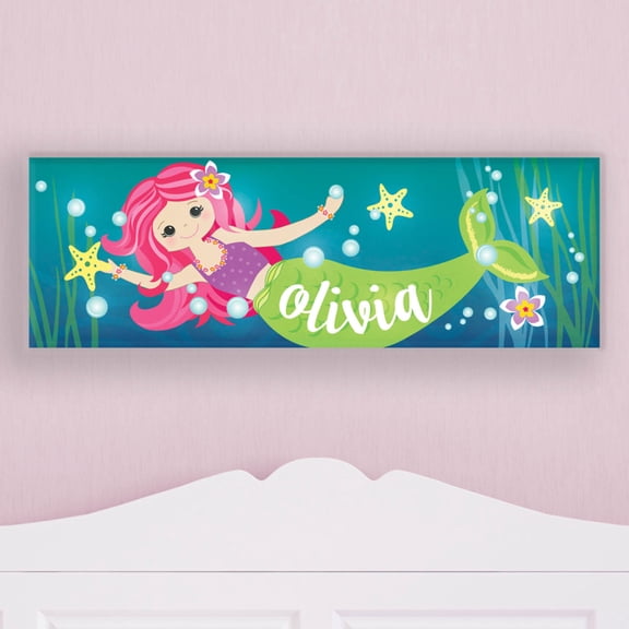 Personalized 9x27 LED Wall Canvas - Sweet Mermaid