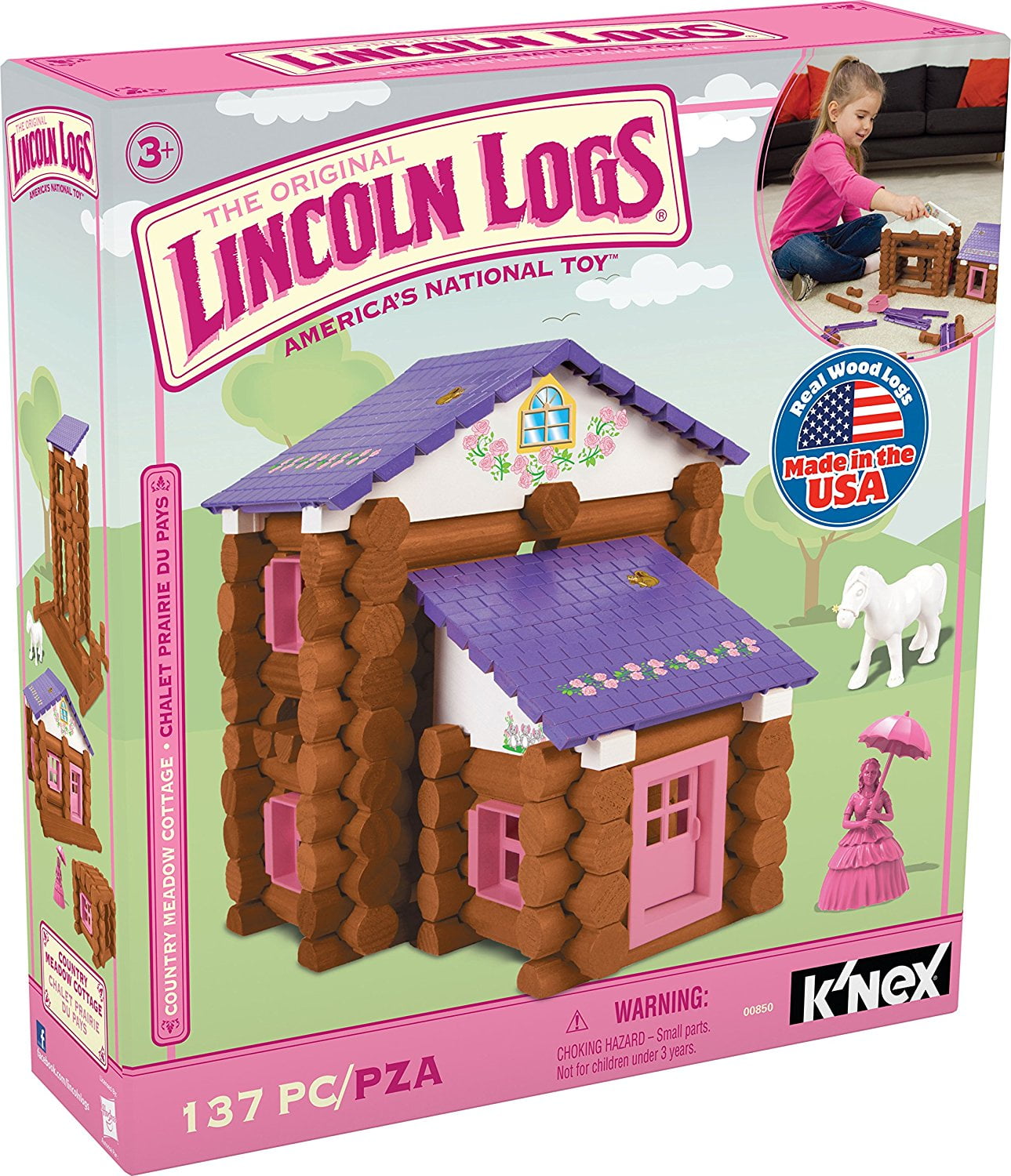 Lincoln Logs Country Meadow Cottage Building Set 137 Pieces Walmart