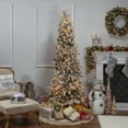 thumbnail image 2 of 7.5 ft. Pre Lit Clear Incandescent Narrowed Flocked Pencil Pine, 2 of 7
