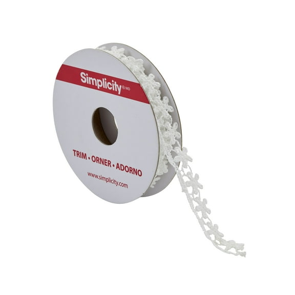 Simplicity Trim, White 1/2 inch Daisy Trim Great for Apparel, Home Decorating, and Crafts, 3 Yards, 1 Each