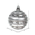 thumbnail image 2 of Vickerman 8' Silver Stripe Candy Finish Wave Ball Christmas Ornament with Glitter Accents, 2 of 2