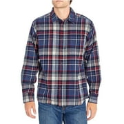 Eddie Bauer Men's Bristol Plaid Button Up Flannel Shirt (Winter Blue, XXL)