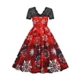 thumbnail image 4 of LilyLLL Womens Christmas Lace Skater Dress Xmas Party A-Lined Ruffle Swing Dress, 4 of 4