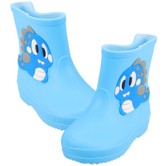 WASHWEPE 1 Pair Blue PVC Rain Boots for Children Waterproof and Anti-Skid