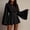 *Black, variant on ClodeEU Women's Long Sleeve Crewneck A Line Dress with Adjustable Waist ,Solid Color Casual Summer Mini Dress Black,Women's Plus L