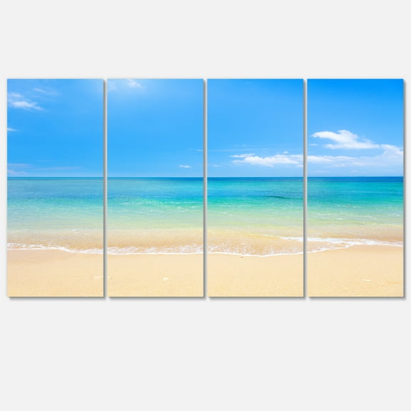 Designart 'Blue Waters Below Blue Sky ' Seashore Photo Canvas Print