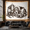 thumbnail image 4 of Sleeping Hound on Blanket with Lantern and Coffee Pot, Peaceful Vintage for Dog Lovers, Country Cabin Decor, Housewarming Gift, Tapestry Wall Hanging for Bedroom and Den, 4 of 5
