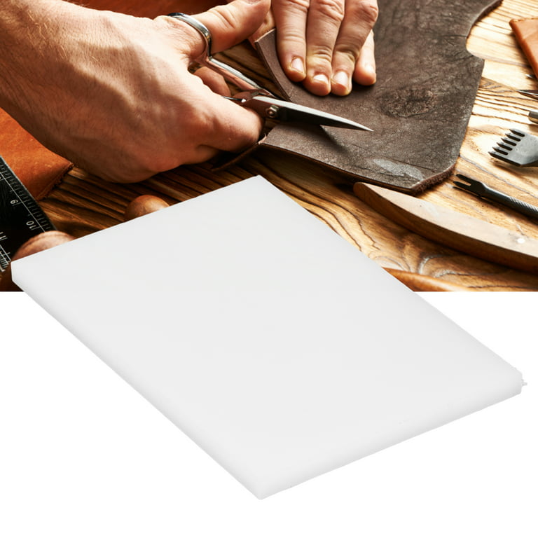 Domqga Leather Cutting Mat,Leather Stamping Board,Leather Punch Board Noise  Cancelling Tear Resistant Hand Made DIY Cow Leather Round Punching White  Plastic Pad 